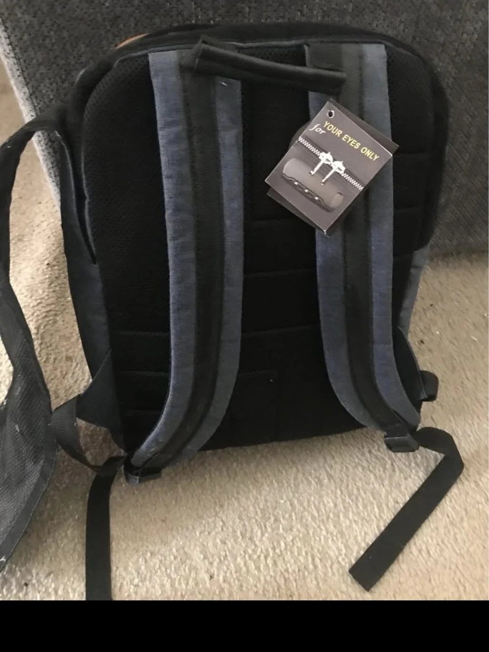 Casual Blue and Brown Men's Sling Backpack - Leather Front Pocket